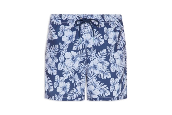 Short Praia Masculino Vintage Hibisco – Azul