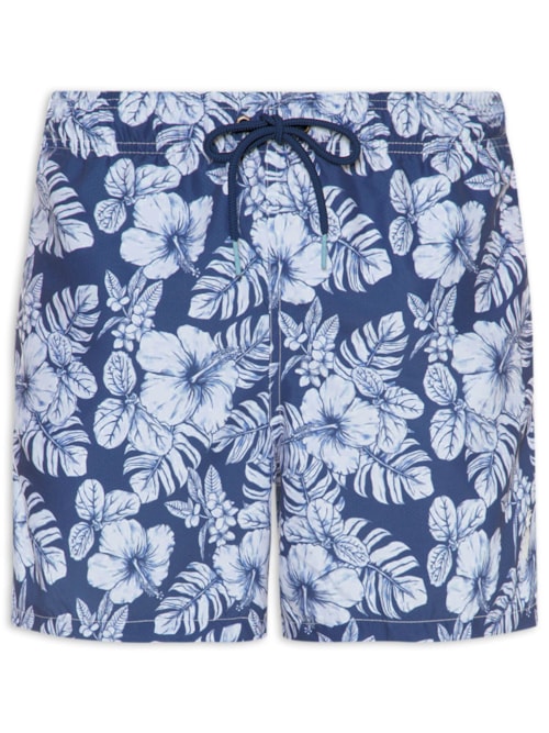 Short Praia Masculino Vintage Hibisco – Azul