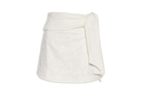 Short Saia Bordado Paisley - Branco