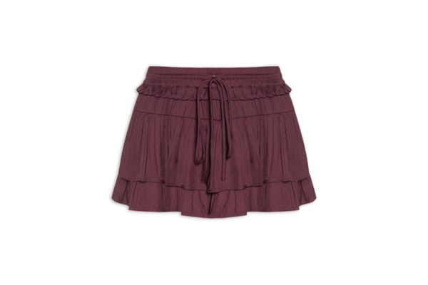 Short Saia Cintura Baixa Babados - Roxo