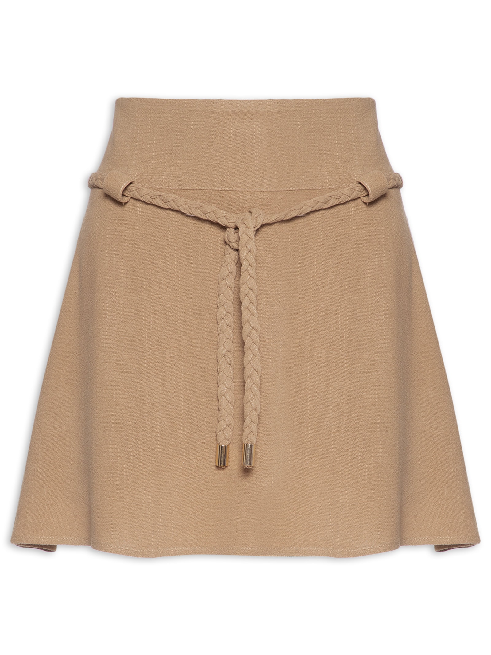 Short Saia Com Detalhe Trançado Bege Market 33