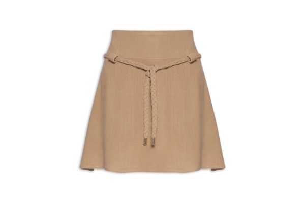 Short Saia Com Detalhe Trançado - Bege