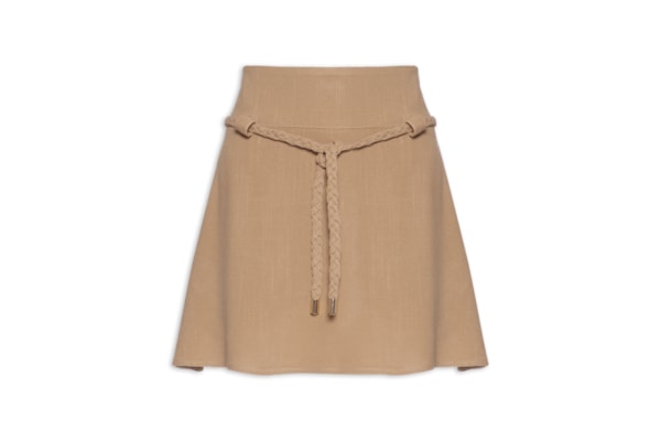Short Saia Com Detalhe Trançado - Bege