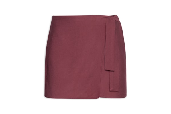 Short Saia Com Fecho De Amarração - Vermelho