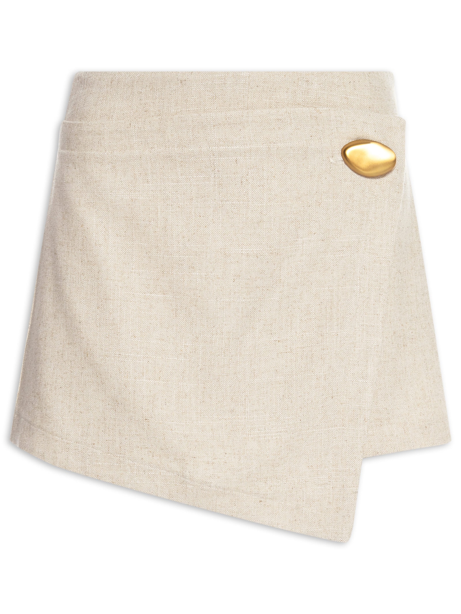 Short Saia Com Linho Bege Lança Perfume