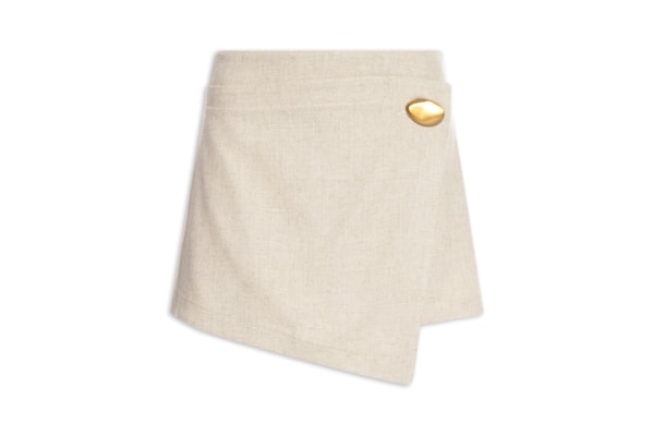 Short Saia Com Linho - Bege