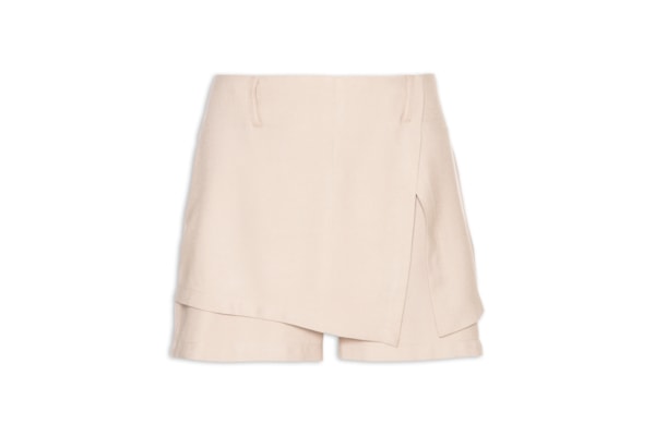 Short Saia com Sobreposição - Bege