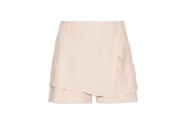 Short Saia com Sobreposição - Bege