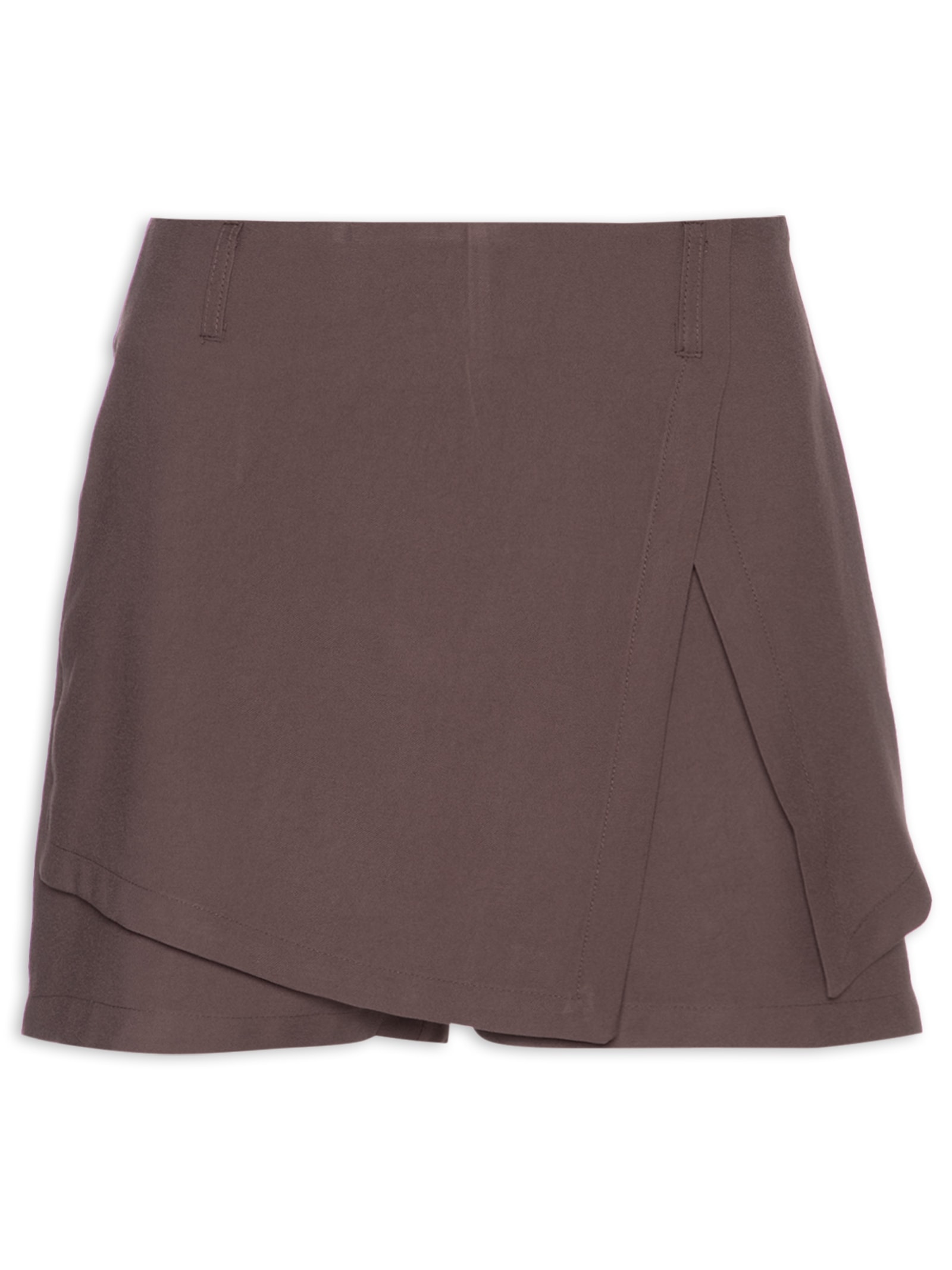 Short Saia com Sobreposição Marrom Market 33