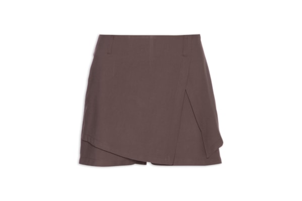 Short Saia com Sobreposição - Marrom