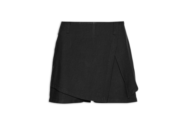 Short Saia com Sobreposição - Preto