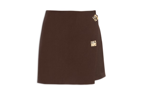 Short Saia Curta Transpassada - Marrom