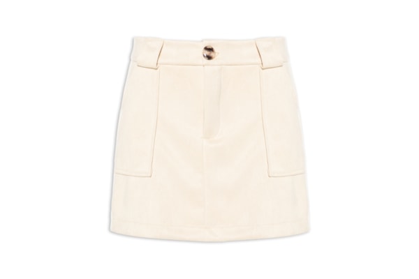 Short Saia em Suede com Bolsos – Bege