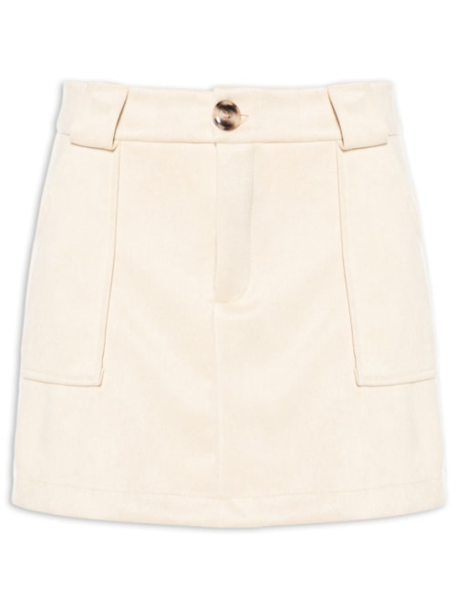 Short Saia em Suede com Bolsos – Bege