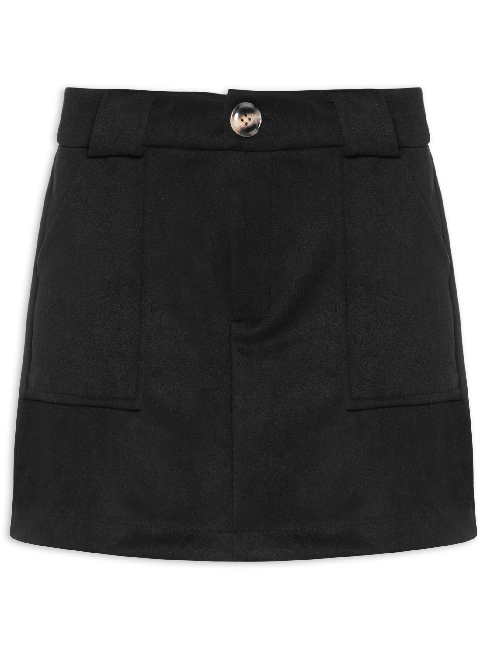 Short Saia em Suede com Bolsos – Preto Basiq