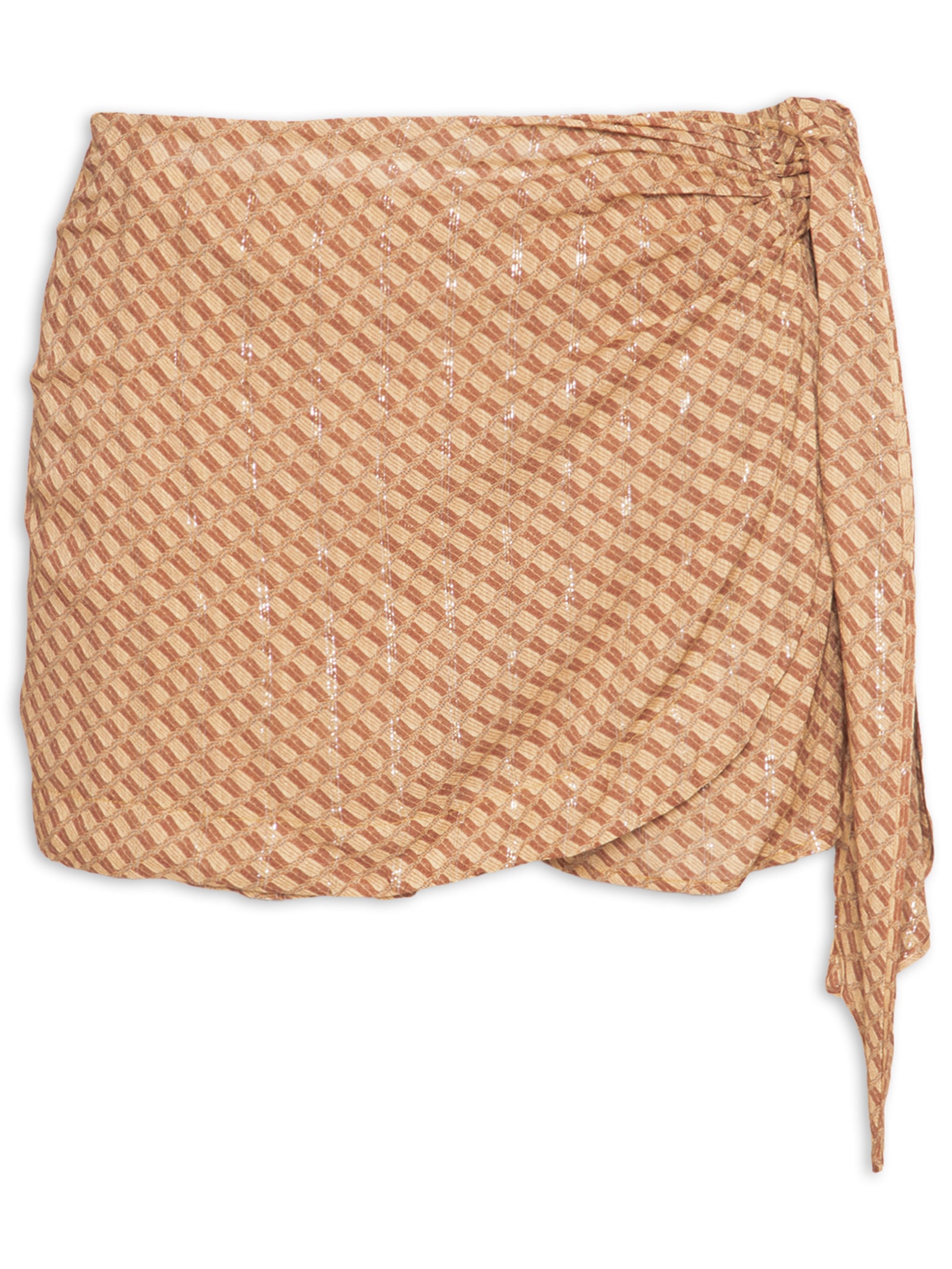 Short Saia Estampa Line Marrom Maria Filó