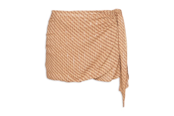 Short Saia Estampa Line - Marrom