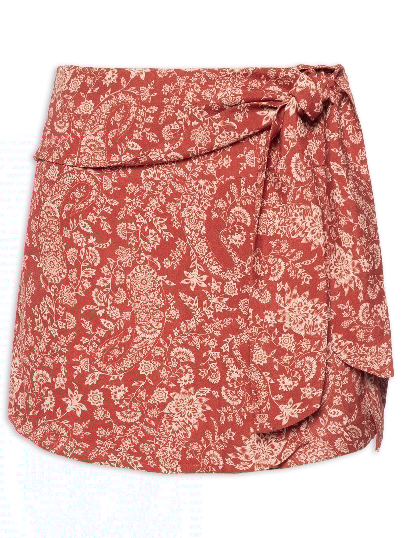 Short Saia Estampa Maze Vermelho Maria Filó