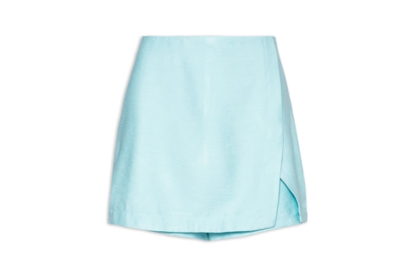Short Saia Feminino Com Fenda - Azul