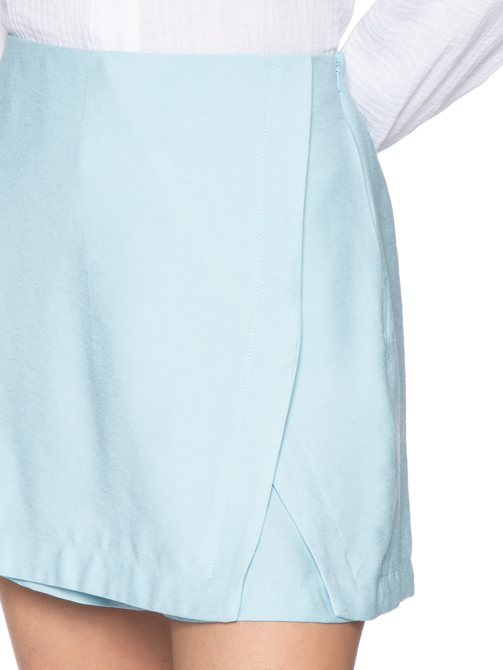 Short Saia Feminino Com Fenda Azul Basiq