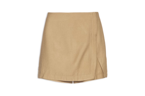 Short Saia Feminino Com Fenda - Bege