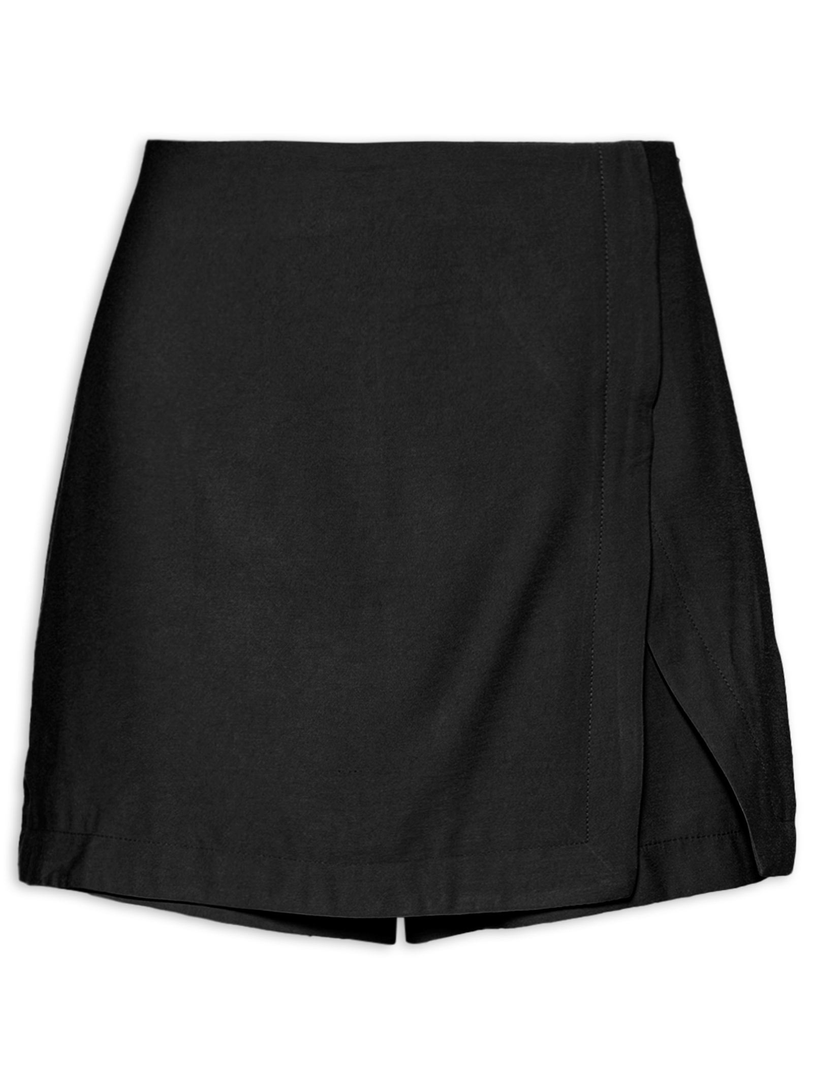 Short Saia Feminino Com Fenda Preto Basiq