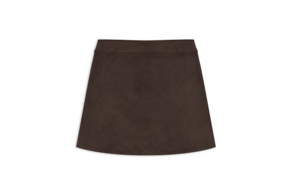 Short Saia Feminino Em Camurça - Marrom