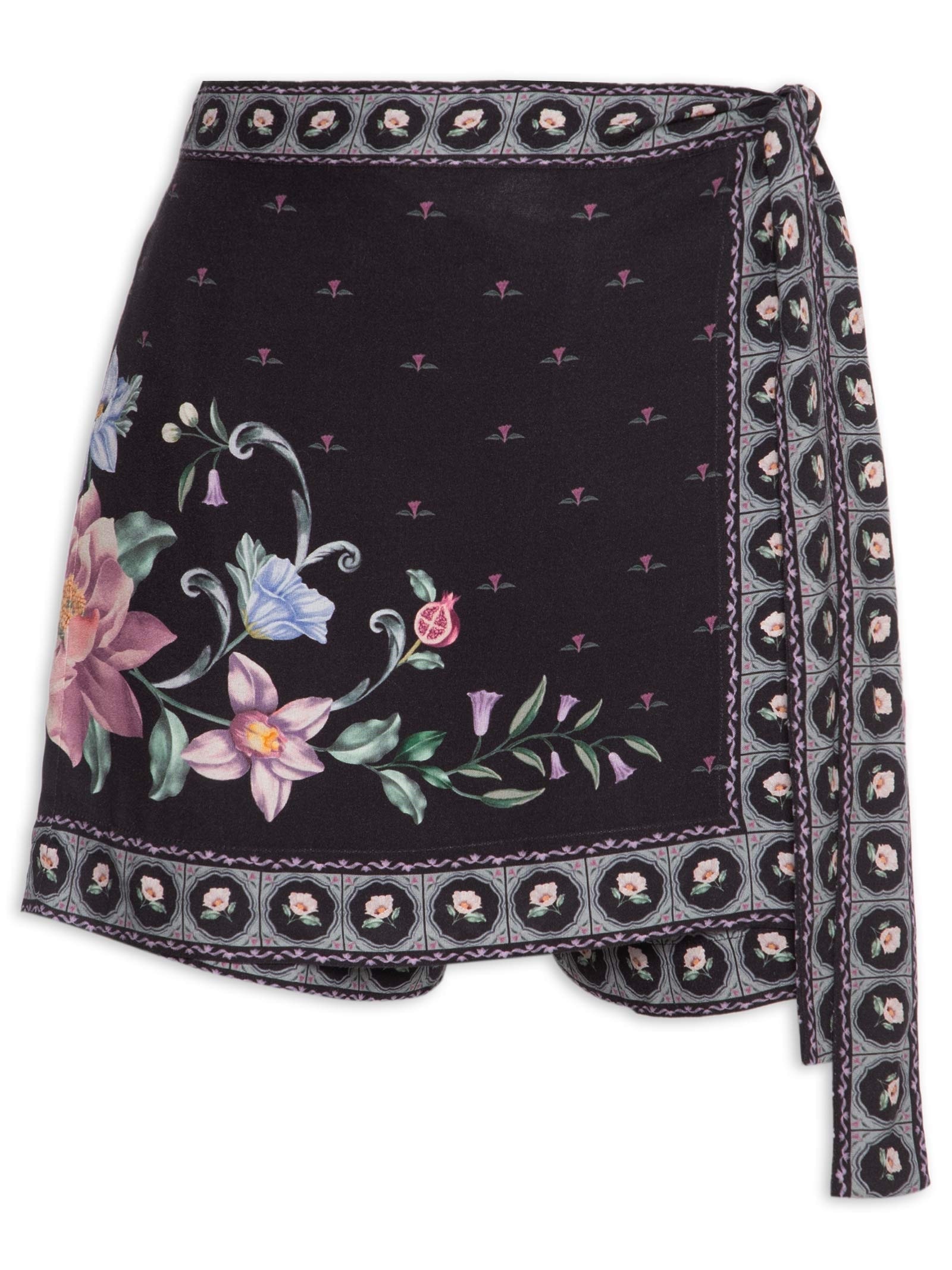 Short Saia Flor de Outono – Preto Farm