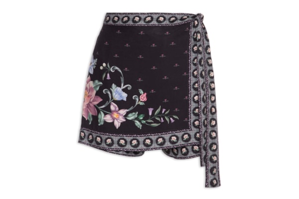 Short Saia Flor de Outono – Preto