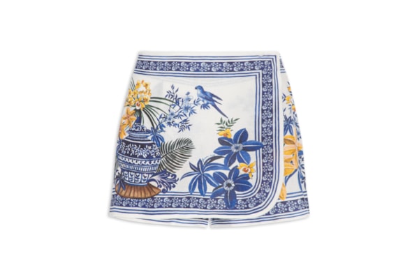 Short Saia Jardim Oriental - Azul