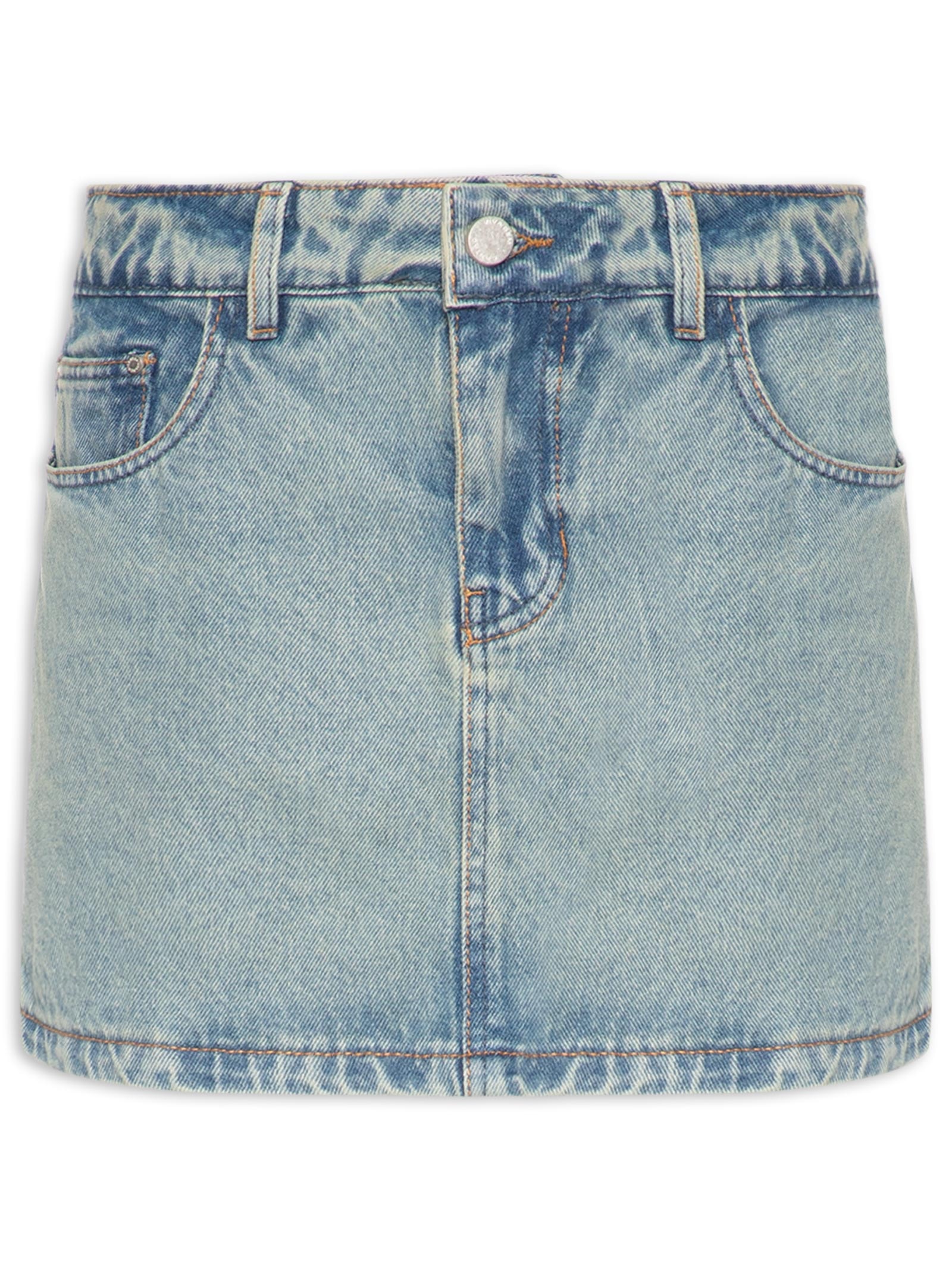 Short Saia Jeans Dirty Azul Cantão