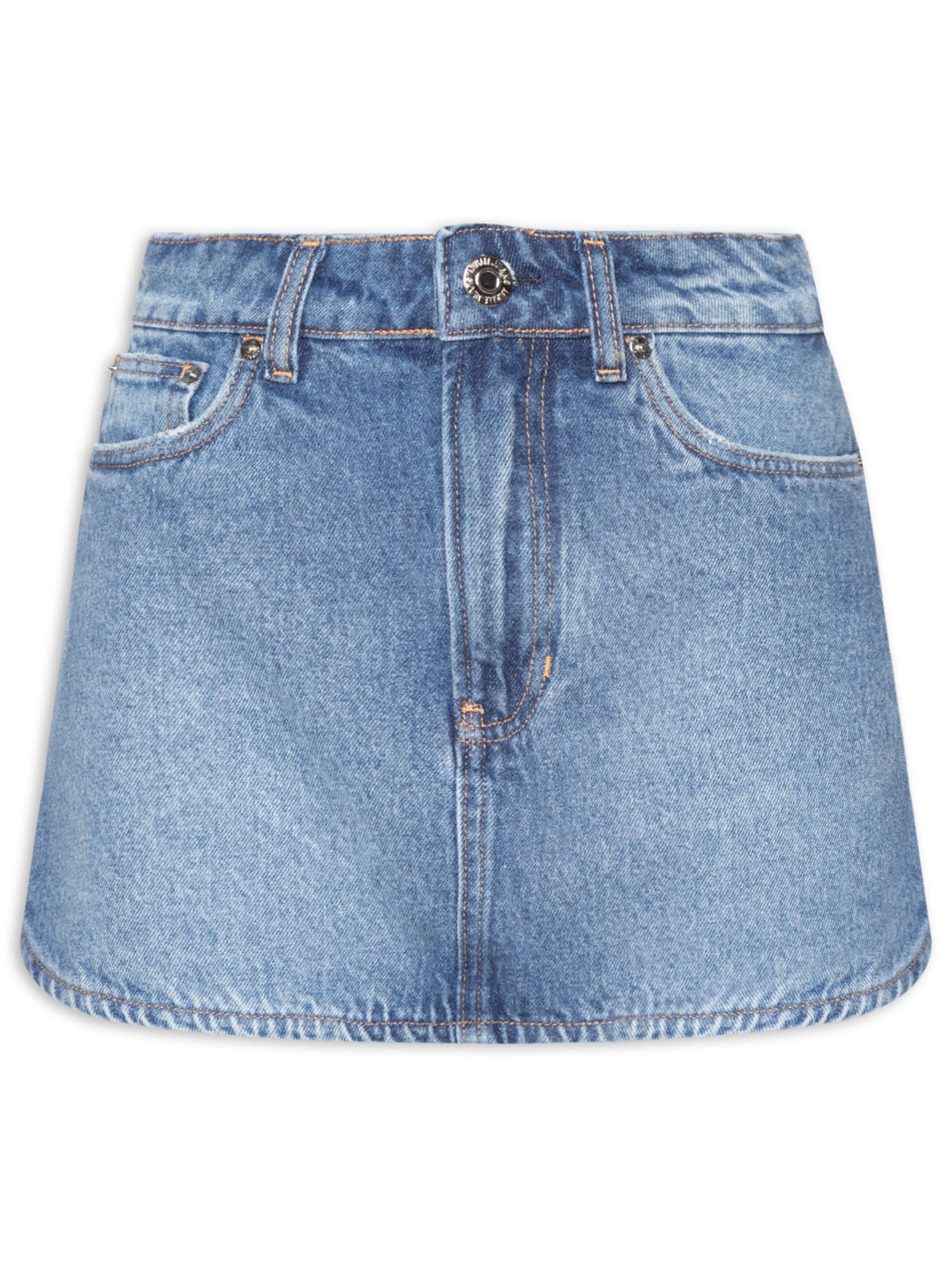 Short Saia Jeans Regular Barra Redonda Azul Animale Jeans