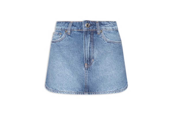 Short Saia Jeans Regular Barra Redonda - Azul