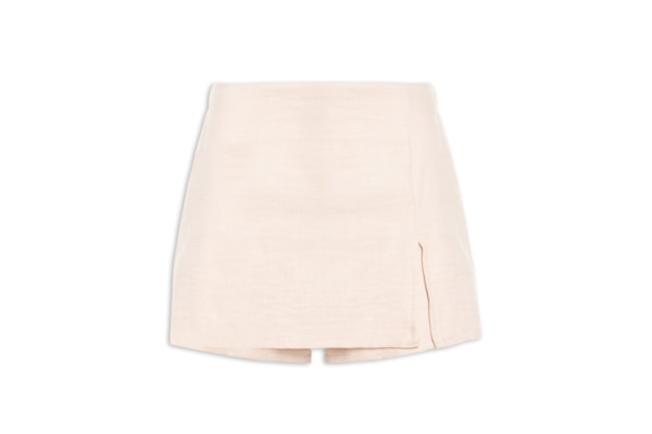 Short Saia Leve Com Fenda - Bege