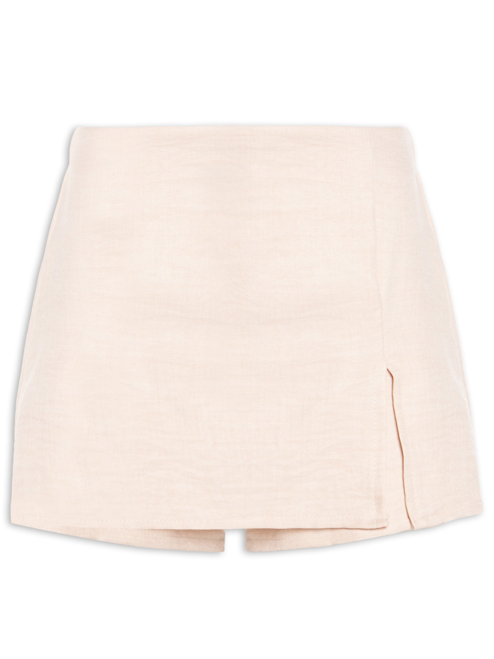 Short Saia Leve Com Fenda Bege Basiq