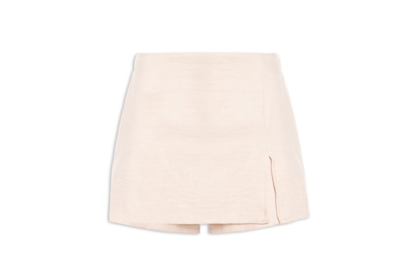 Short Saia Leve Com Fenda - Bege