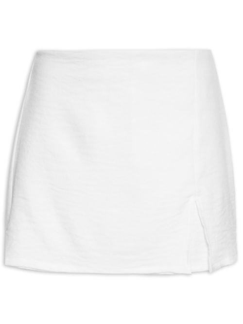 Short Saia Leve Com Fenda – Branco