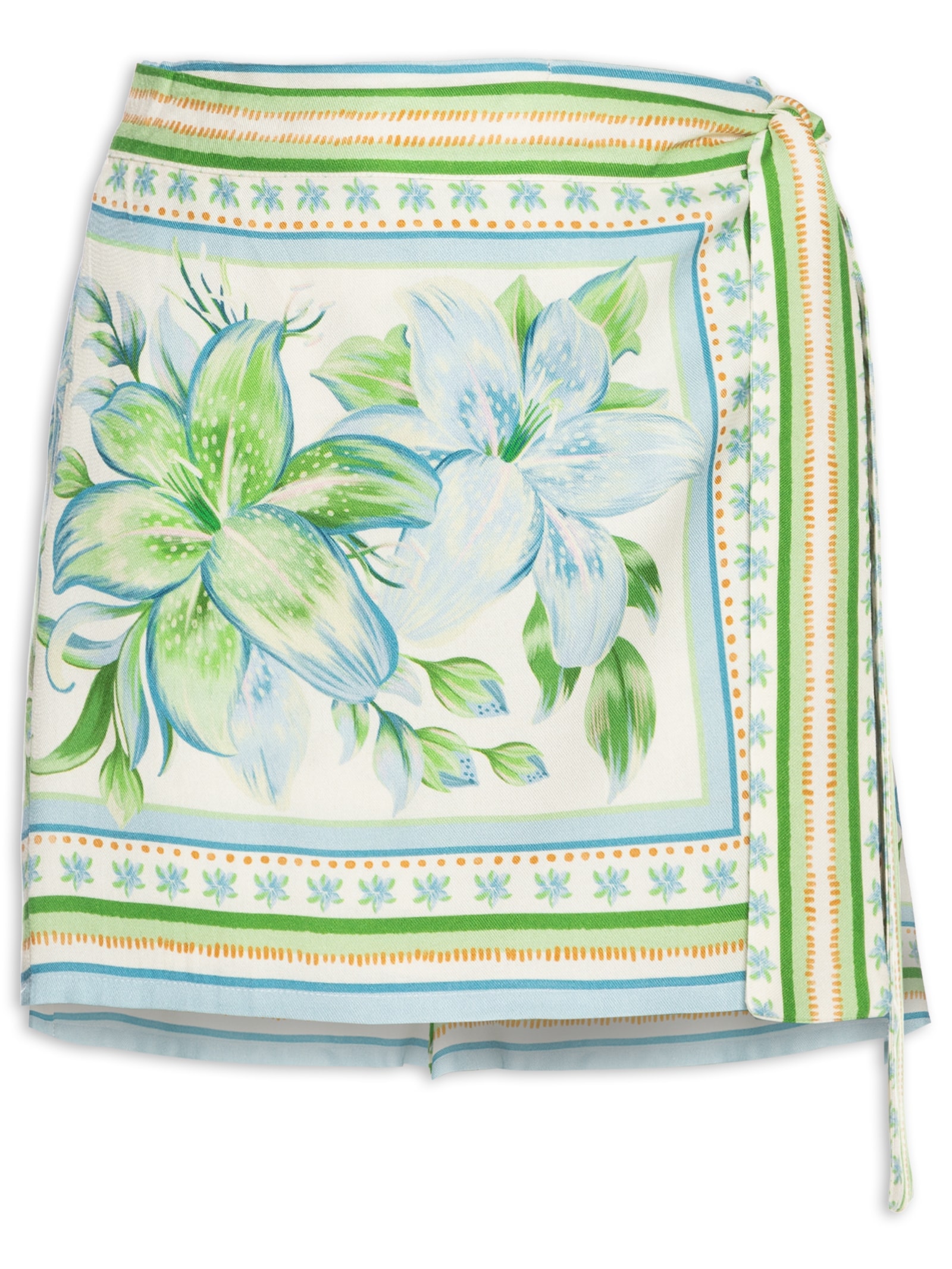 Short Saia Lírio Tropical Lenço Off White Farm