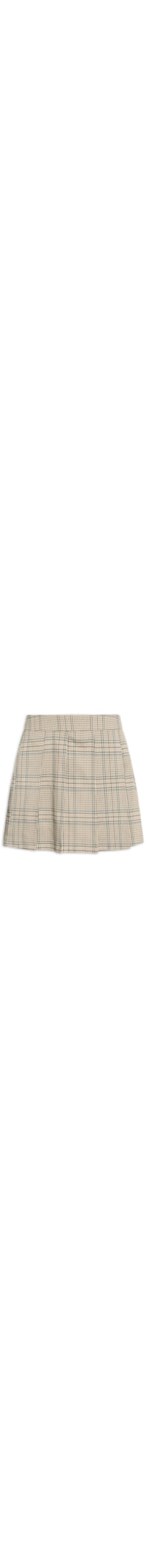 Short Saia Plissado Xadrez - Bege