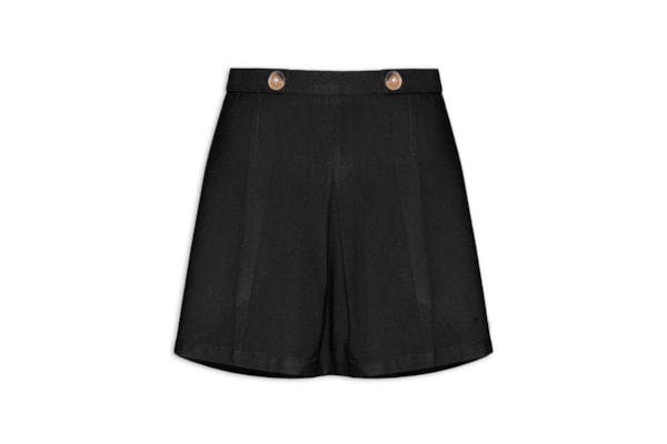 Short Saia Pregas Com Botões - Preto