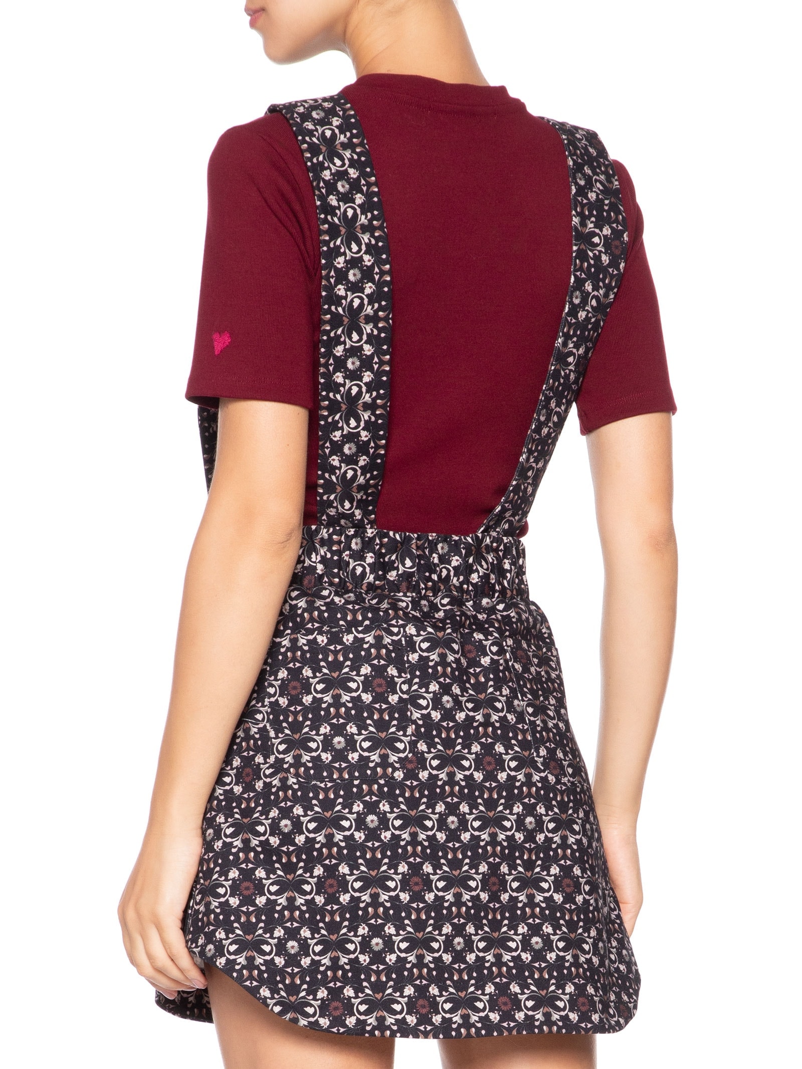 Short Saia Salopette Flora Preto J.chermann