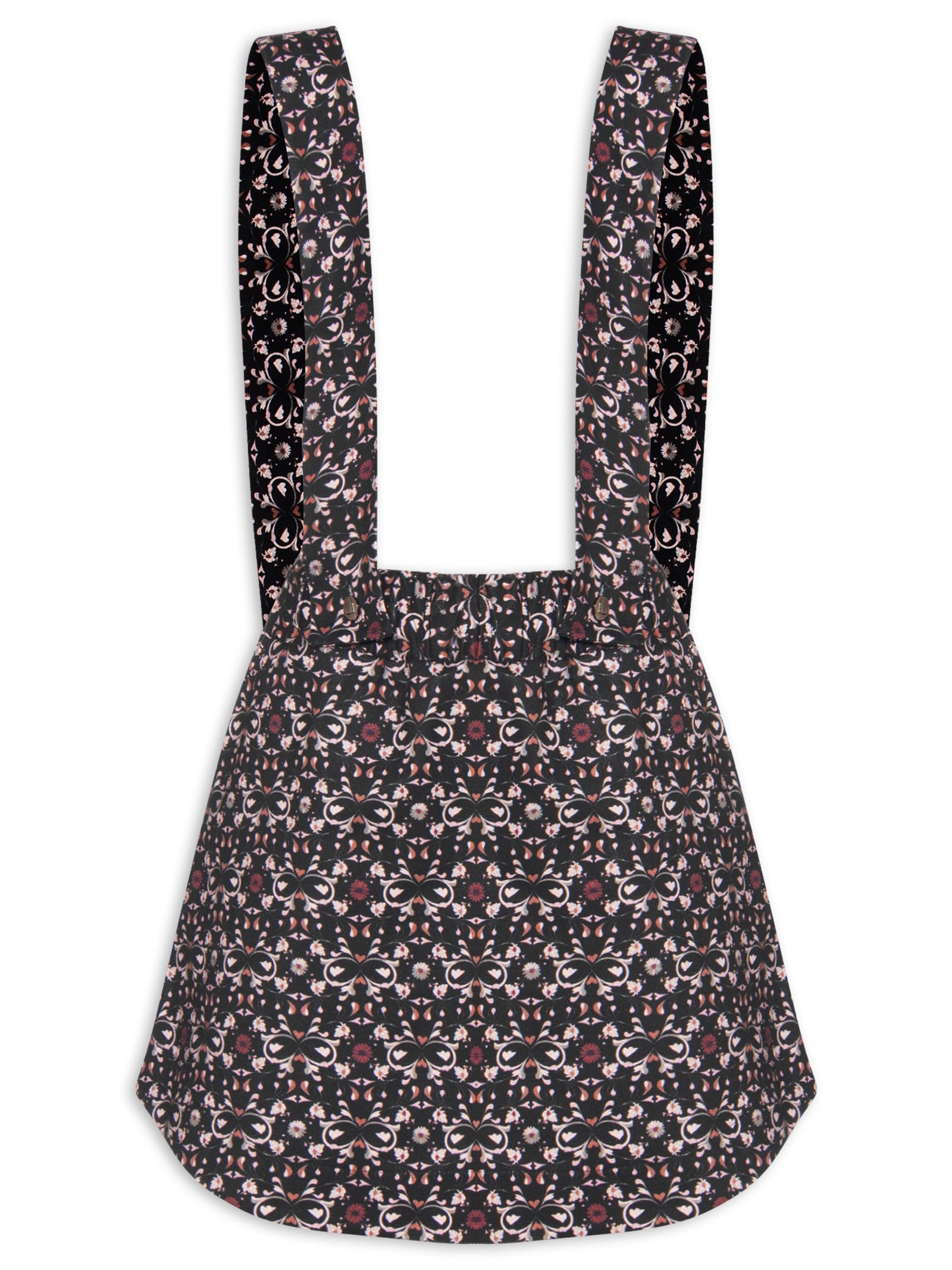 Short Saia Salopette Flora Preto J.chermann