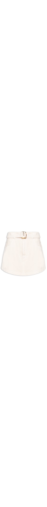 Short Saia Sarja Curta Cinto Amplo - Branco