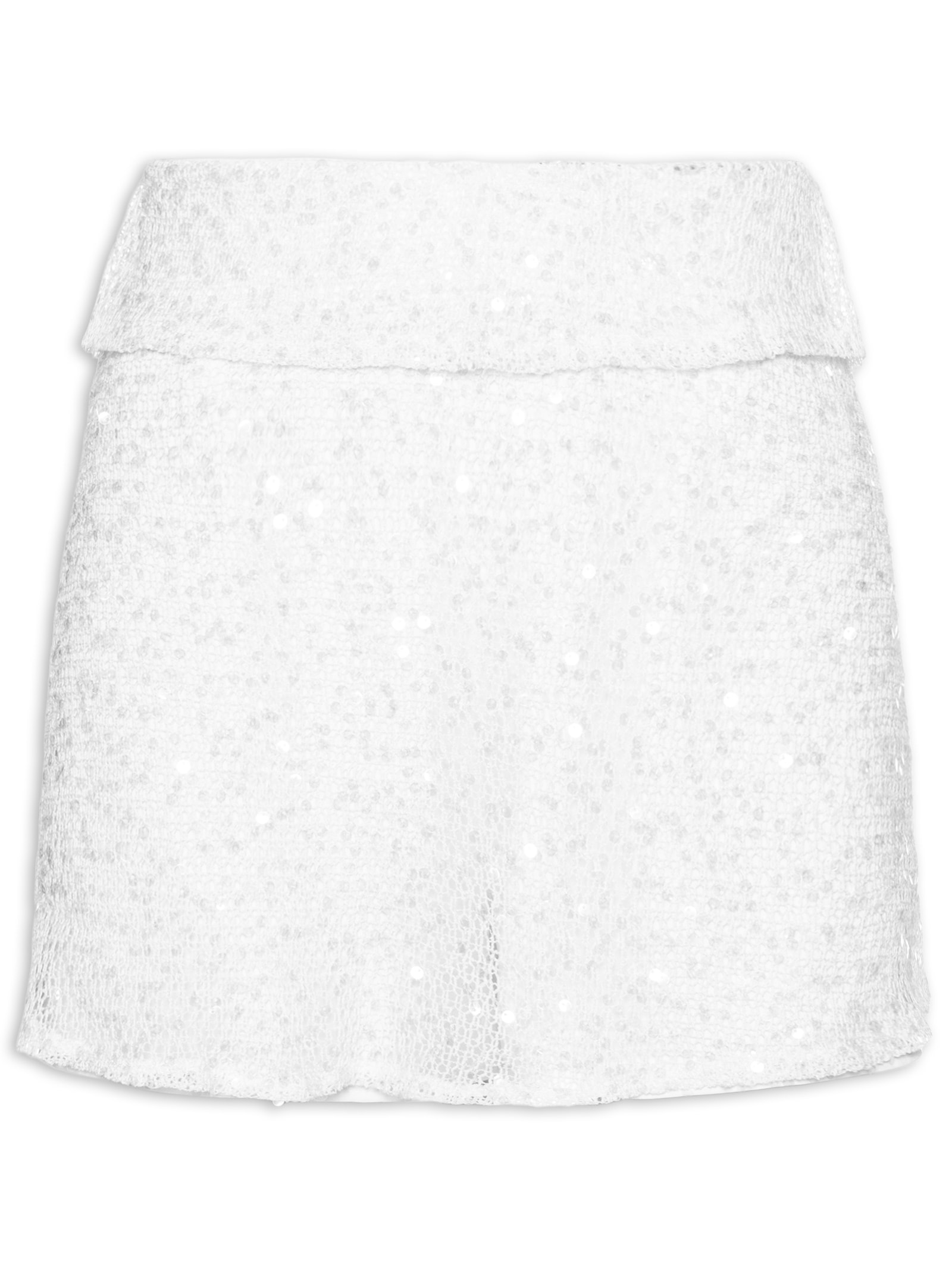 Short Saia Tela Paetê Branco Market 33