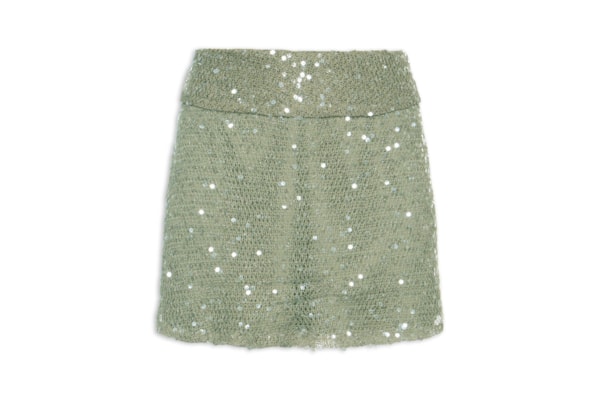 Short Saia Tela Paetê - Verde