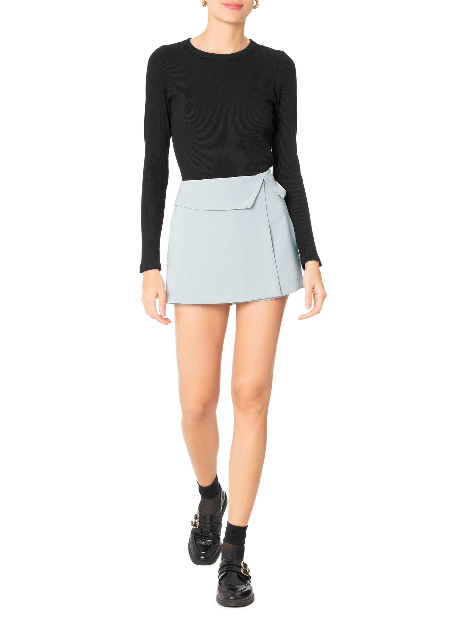 Short Saia Transpassado Cinza Basiq