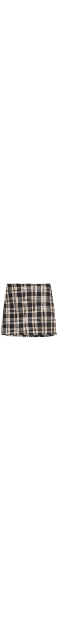 Short Saia Xadrez Com Fenda - Preto