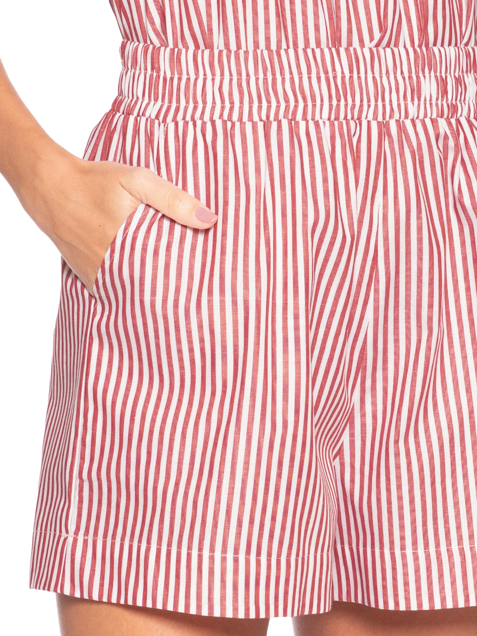 Short Tricoline Listras Feminino – Vermelho Panô