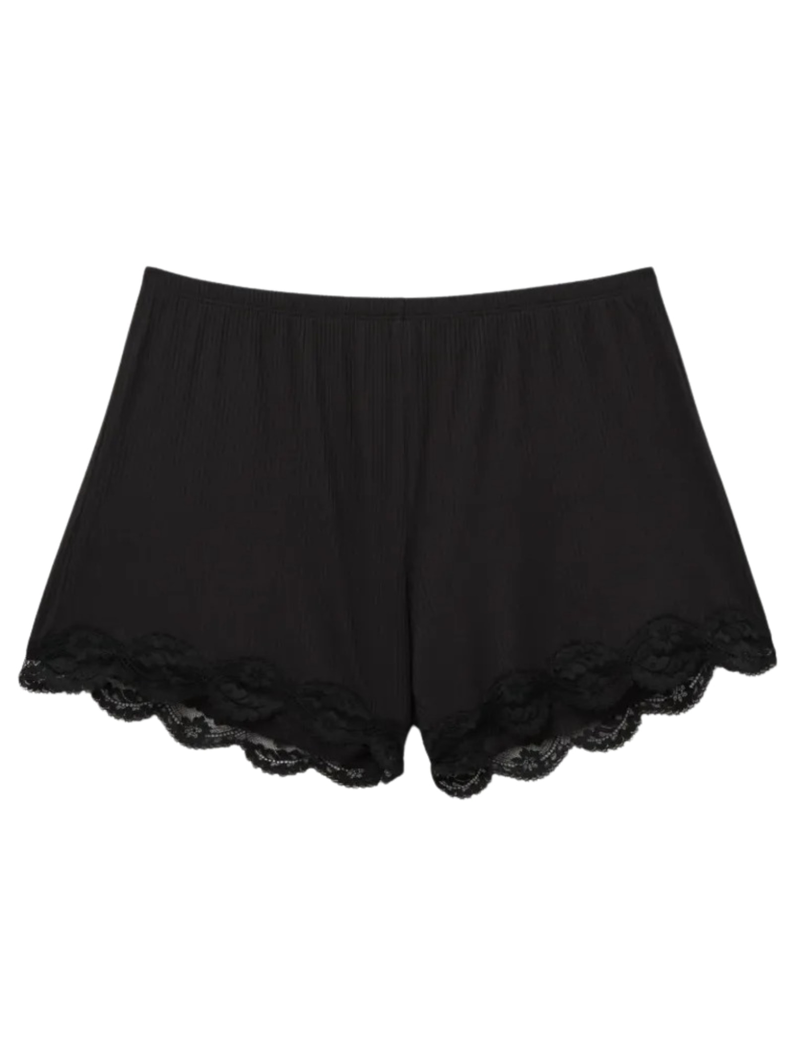 Shorts Canelado Em Viscose e Renda Your Everyday Wear Preto Intimissimi