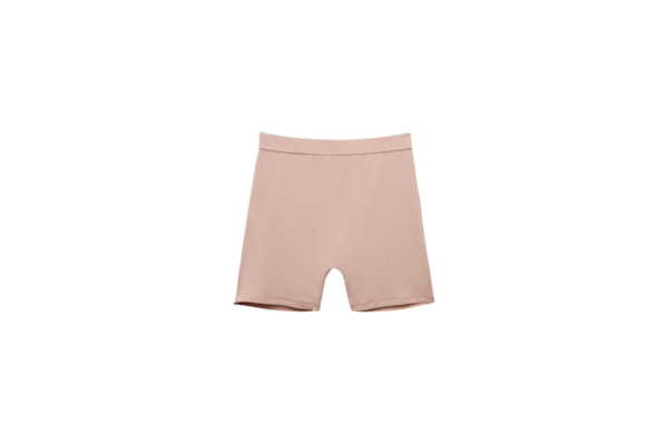 Shorts Ciclista Canelado Em Viscose Your Everyday Wear - Bege